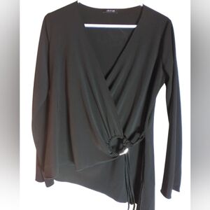 Jripur Womens Black Asymetrical Top Size M Eveningwear Date Night Minimalist